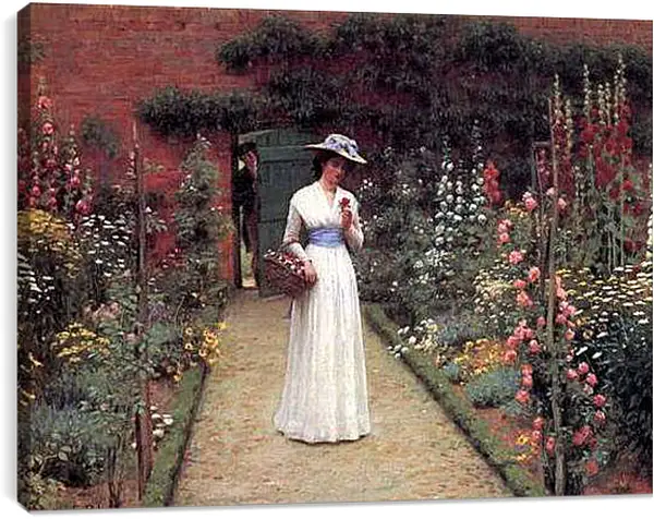 Постер на подрамнике - Edmund Blair Lady in a Garden. Барон Фредерик Лейтон