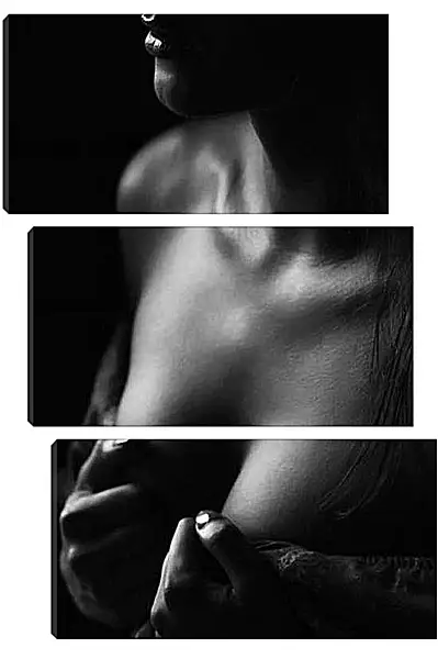 Модульная картина - Девушка прикрывающая грудь своими руками