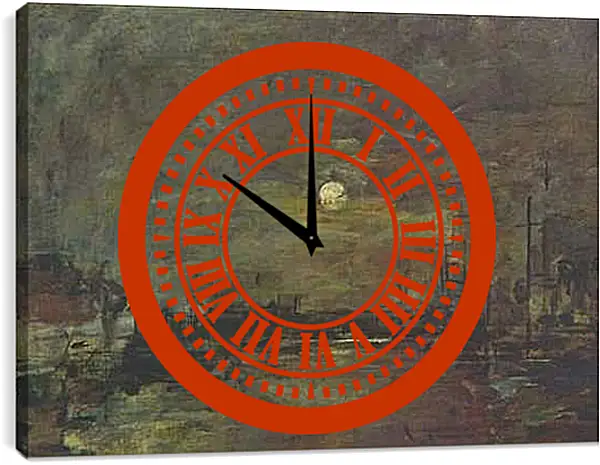 Часы картина - Abenddammerung uber dem Hafen von Le Havre. Эжен Буден