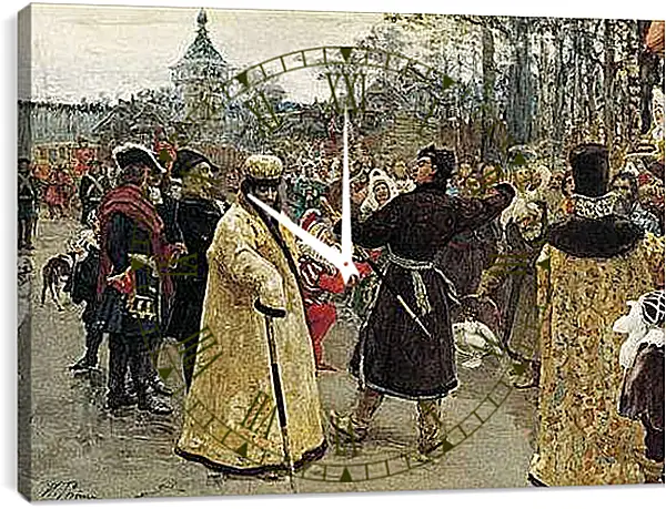 Часы картина - Приезд царей Петра и Иоанна. Илья Репин
