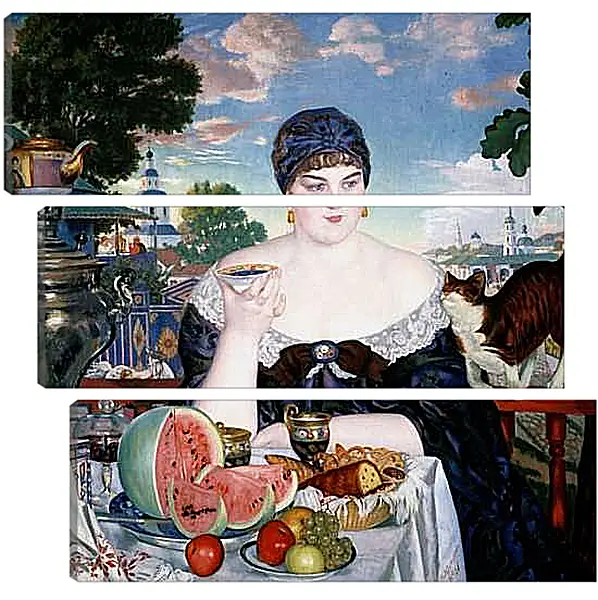 Модульная картина - Купчиха за чаем. Борис Кустодиев