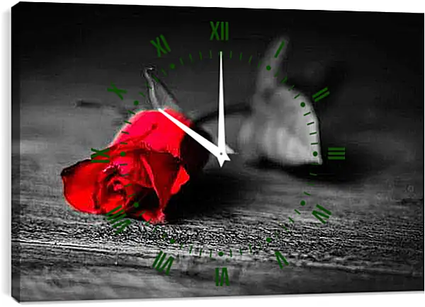 Часы картина - Красная роза
