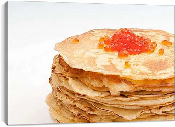Постер на подрамнике - Блины и красная икра. Блины с икрой.