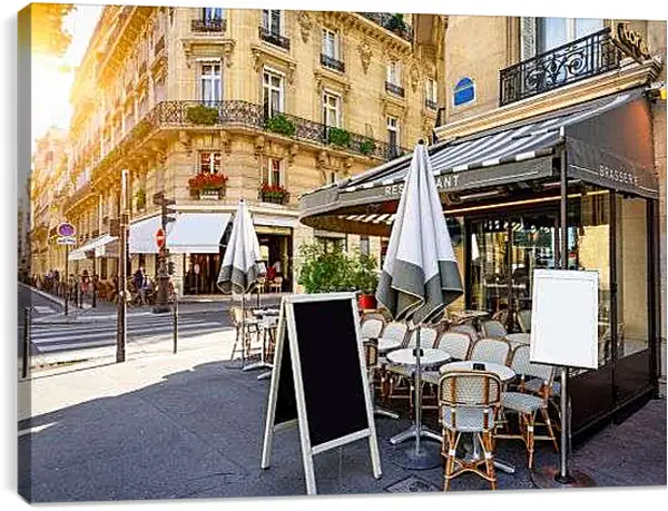 Постер на подрамнике - Кафе на улице Парижа