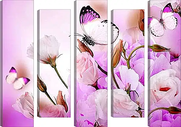 Модульная картина - Бабочка на желтых цветках