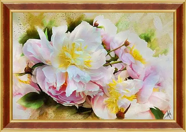 Картина в раме - Пионы