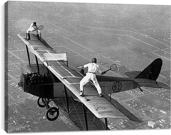 Постер на подрамнике - Теннис на самолете