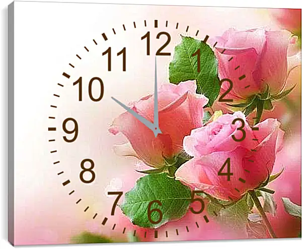 Часы картина - Розы на ветке