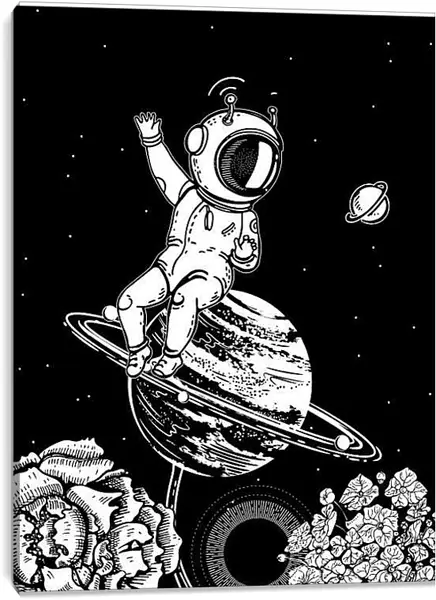 Постер на подрамнике - Астронавт и фантастическая планета