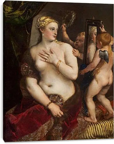 Постер на подрамнике - Венера перед зеркалом. Тициан Вечеллио