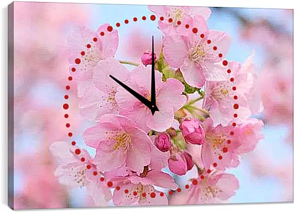 Часы картина - Вишня в цвету