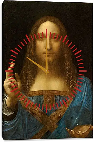 Часы картина - Спаситель мира. Леонардо да Винчи