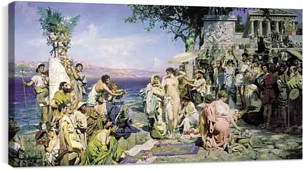 Постер на подрамнике - Фрина на празднике Посейдона в Элевзине. Семирадский Генрих