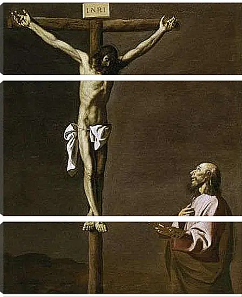 Модульная картина - Saint Luke as a painter,before christ on the Cross. Святой Лука перед Распятым Христом. Франсиско де Сурбаран