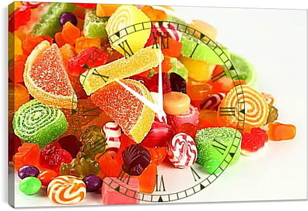 Часы картина - Мармелад разных вкусов и цветов