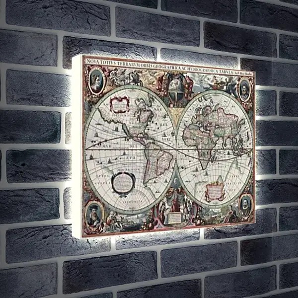 Лайтбокс световая панель - Старинная карта мира