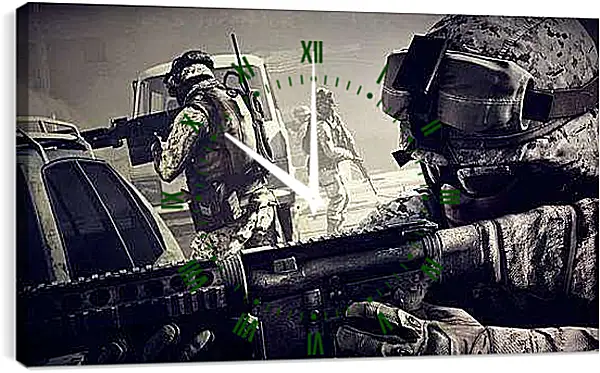 Часы картина - battlefield 3, soldiers, machine