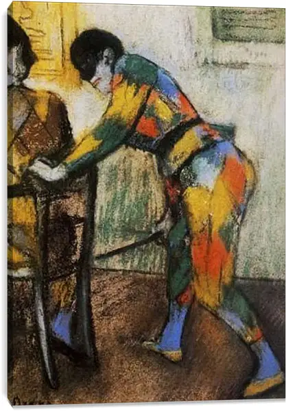 Постер на подрамнике - Deux arlequins. Эдгар Дега