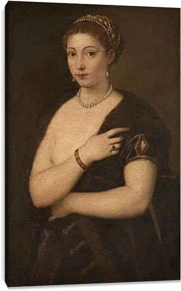 Постер на подрамнике - Девушка в мехах. Тициан Вечеллио