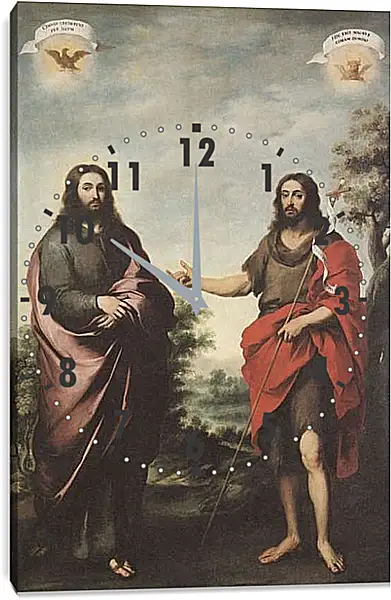 Часы картина - Святой Иоанн Креститель указывает на Христа. Бартоломе Эстебан Мурильо