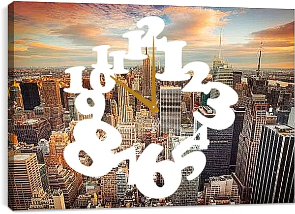 Часы картина - Утро мегаполиса