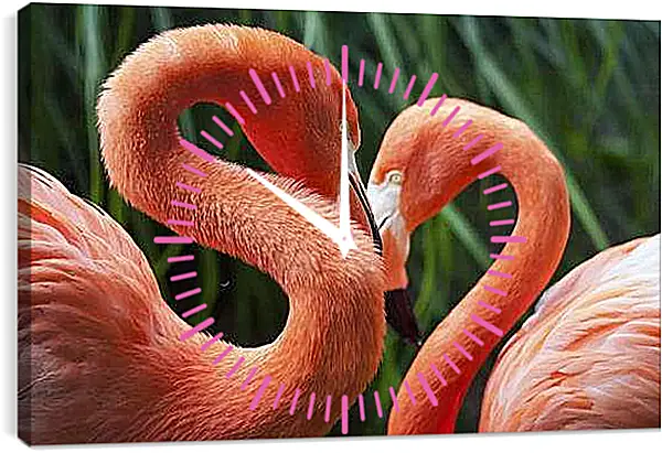 Часы картина - Два фламинго