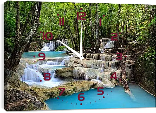 Часы картина - Речка с небольшим водопадом