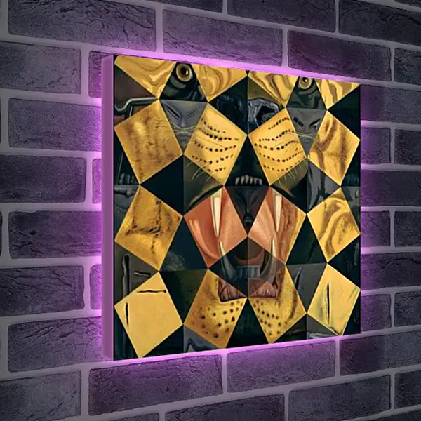 Лайтбокс световая панель - Fifty Abstract Paintings, from Two Yards Change into Three Lenins Masquerading as Chinese, from Six Yards Appear as the Head of Royal Bengal Tiger. (Пятьдесят абстрактных картин, складывающихся на расстоянии два метра в три портрета Ленина в виде китайца,