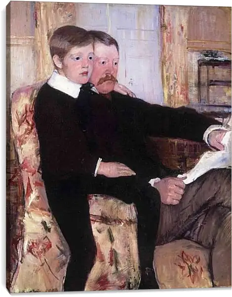 Постер на подрамнике - Portrait of Alexander J. Cassat and His Son Robert Kelso Cassatt. Кэссетт (Кассатт) Мэри Стивенсон