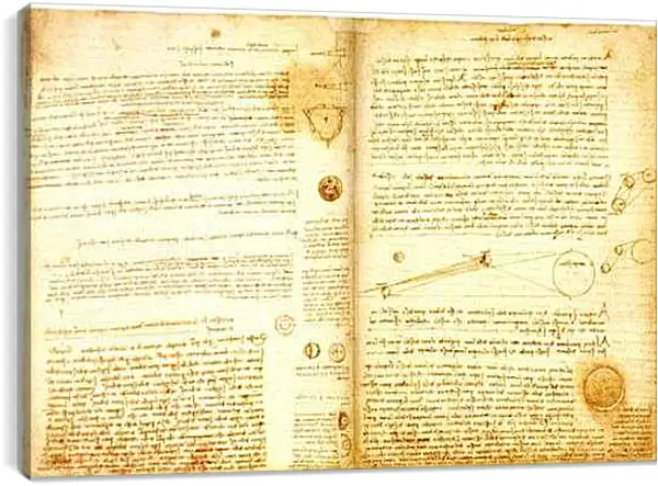 Постер на подрамнике - Кодекс Хаммера. Леонардо да Винчи