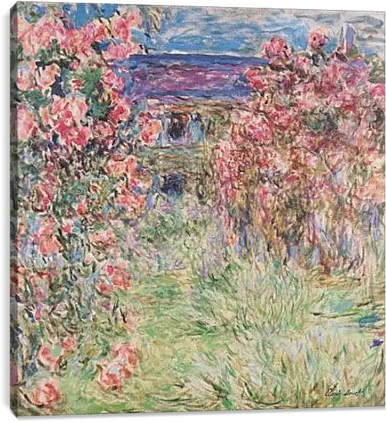 Постер на подрамнике - La maison dans les roses. Клод Моне