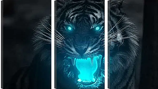 Модульная картина - Белый тигр. Иллюстрация тигра. Животные