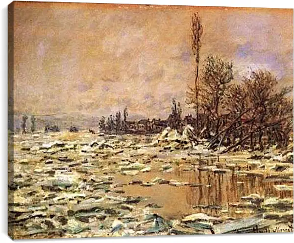 Постер на подрамнике - The Ice Impact. Клод Моне