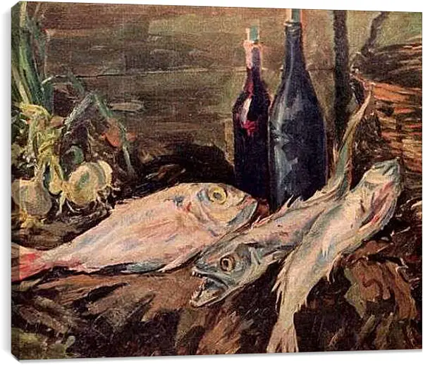 Постер на подрамнике - Натюрморт с рыбами. Коровин Константин