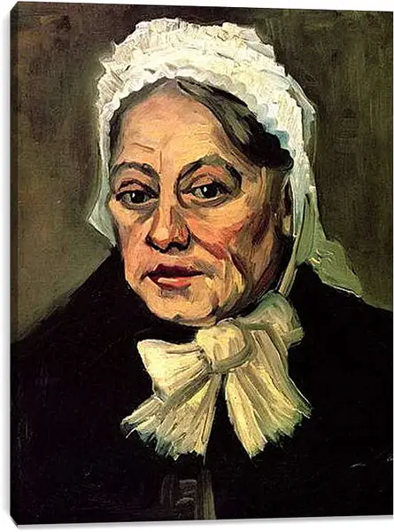 Постер на подрамнике - Head of an Old Woman with White Cap The Midwife. Винсент Ван Гог