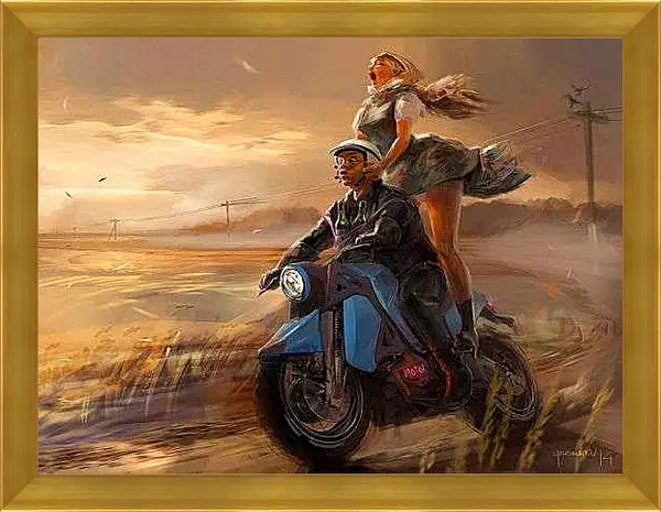 Картина в раме - Покатушки с девушкой