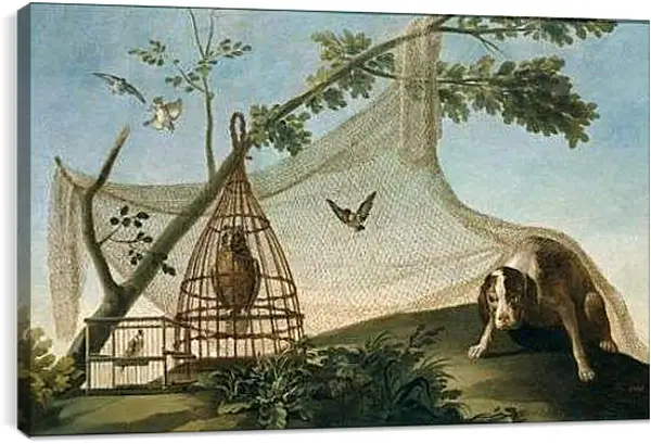 Постер на подрамнике - Hunting with a Decoy. Франсиско Гойя