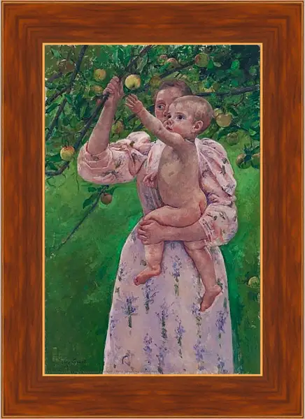 Картина в раме - Child Picking a Fruit. Кэссетт (Кассатт) Мэри Стивенсон