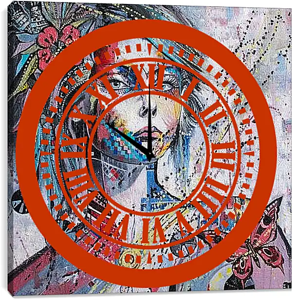 Часы картина - Цветок в волосах