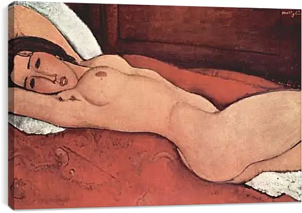 Постер на подрамнике - Reclining Nude. Лежащая обнажённая 3. Амедео Модильяни