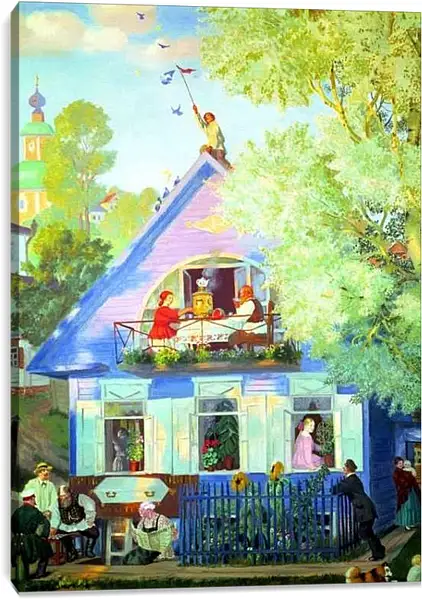 Постер на подрамнике - Голубой домик. Борис Кустодиев