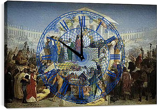Часы картина - The Age of Augustus - The Birth of Christ. Жан-Леон Жером