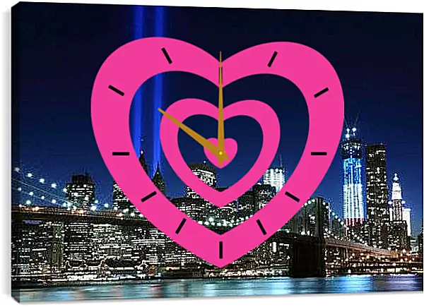 Часы картина - Бруклинский мост ночью