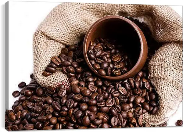 Постер на подрамнике - Бразильский кофе. Ароматное утро.