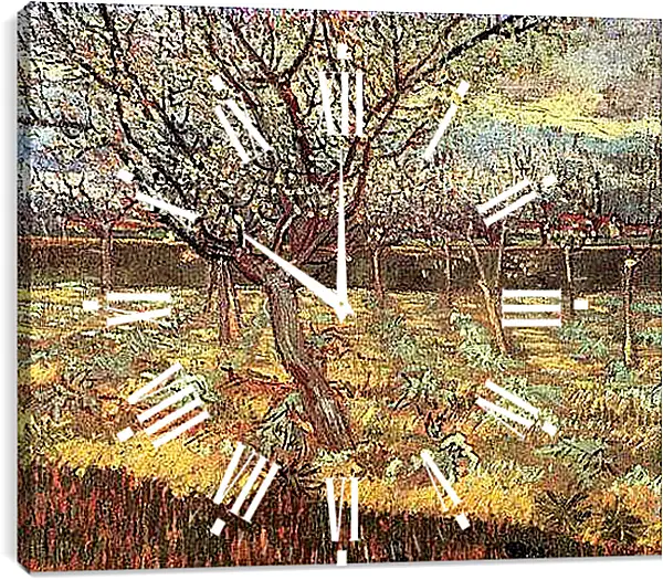 Часы картина - Apricot Trees in Blossom 2. Винсент Ван Гог