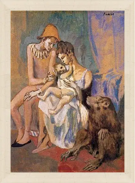 Картина в раме - Семья акробатов с обезьяной. Пабло Пикассо