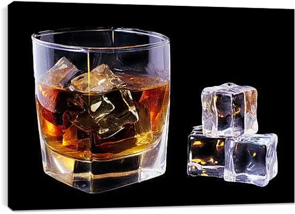 Постер на подрамнике - Бокал виски и лед. Лед и Пламя.