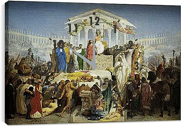 Часы картина - The Age of Augustus - The Birth of Christ. Жан-Леон Жером