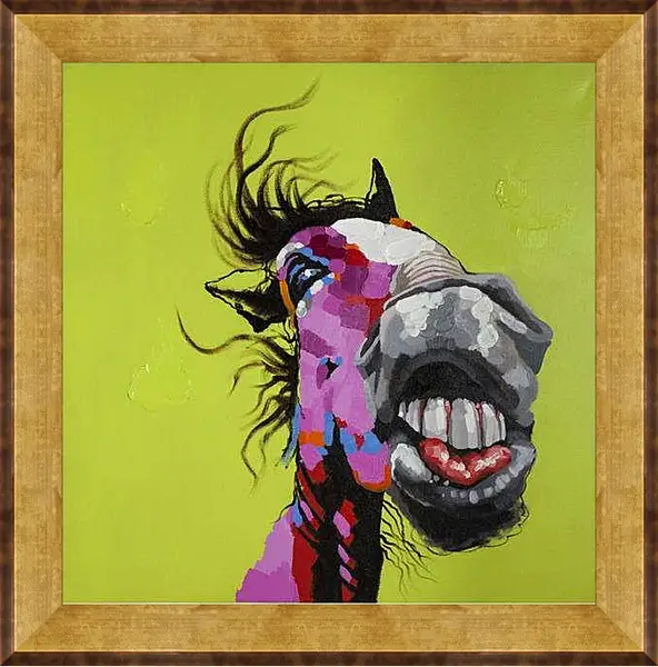 Картина в раме - Лошадь. Поп-арт