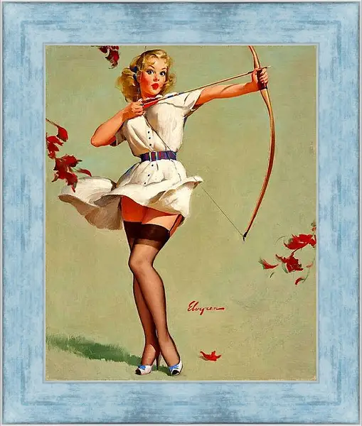 Картина в раме - Девушка с луком